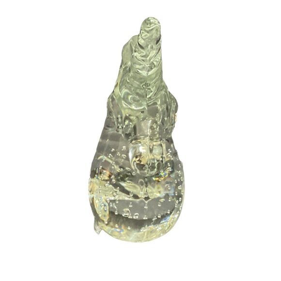 ART GLASS UNICORN PAPERWEIGHT HANDBLOWN CONTROLLED BUBBLES 4" H X 1.75" W X 3" L - Picture 2 of 5